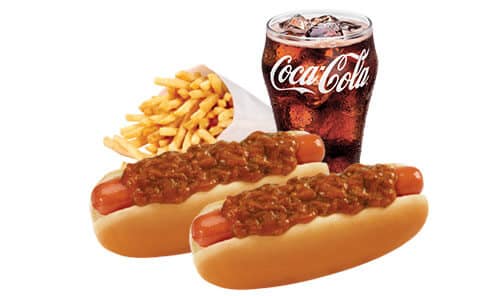 #3 Combo Two Chili Dogs, small fries & small drink