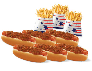 #14 Crowd Pleaser: 6 Chili Dogs & 3 Medium Fries