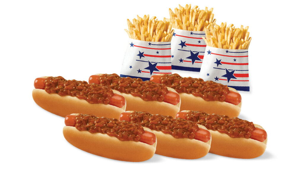 #14 Crowd Pleaser: 6 Chili Dogs & 3 Medium Fries