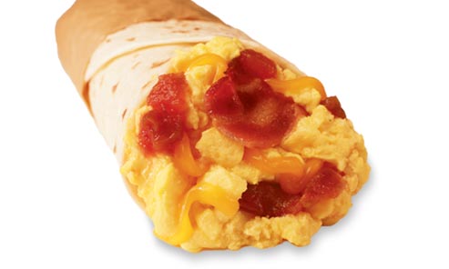 Bacon and cheese breakfast burritos