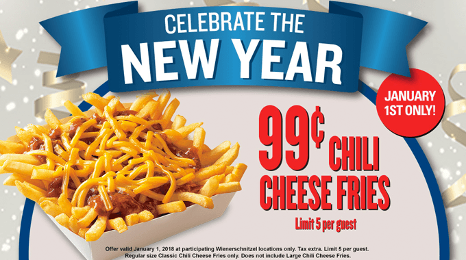 Wienerschnitzel Celebrates New Year Day  With 99-cent Chili Cheese Fries