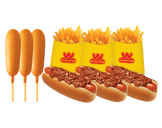Media for #5 Crowd Pleaser: 3 Chili Gogs, 3 Corn Dogs & Small Fries