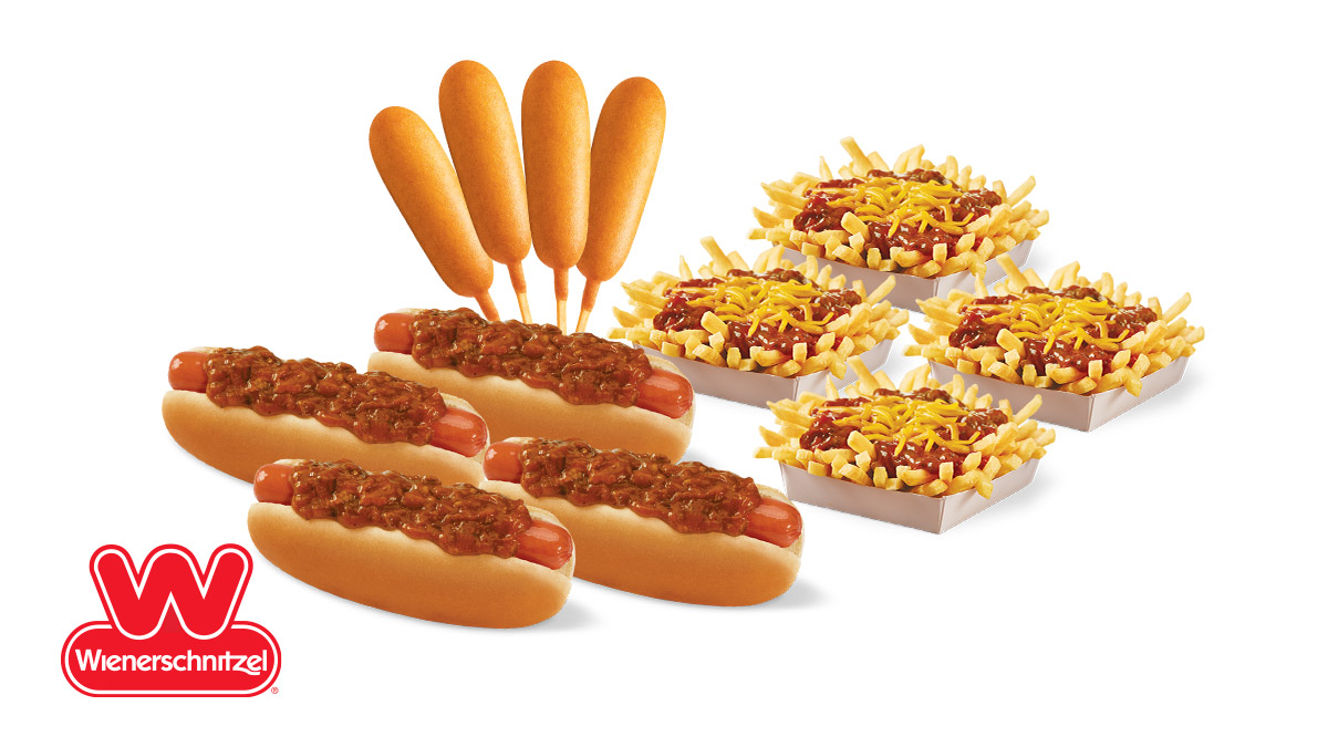 15 Crowd Pleaser: 4 Chili Dogs, 4 Corn Dogs & 4 Chili Cheese Fries
