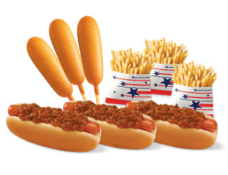 #13 Crowd Pleaser: 3 Chili Dogs, 3 Corn Dogs & 3 Small Fries