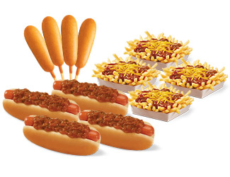 #15 Crowd Pleaser: 4 Chili Dogs, 4 Corn Dogs & 4 Chili Cheese Fries
