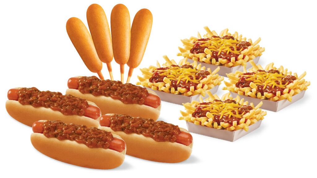 #15 Crowd Pleaser: 4 Chili Dogs, 4 Corn Dogs & 4 Chili Cheese Fries