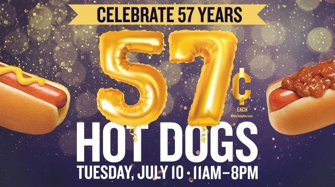 Media - HOT DOG LOVERS REJOICE: WIENERSCHNITZEL CELEBRATES <br>57TH BIRTHDAY WITH 57-CENT HOT DOGS