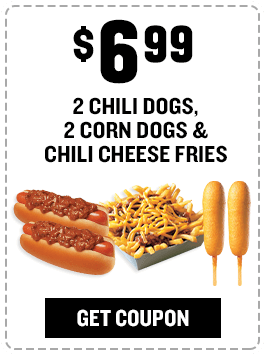 $6.99 - 2 Chili Cheese Dogs, 2 Corn Dogs and Chili Cheese Fries