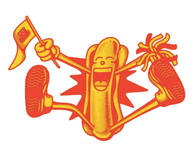 Cheering Hotdog Mascot