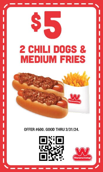 $5 Two Chili Dogs & Medium Fries Coupon