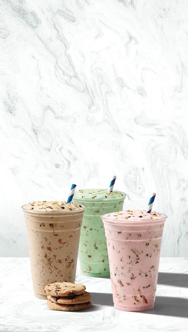 Chips Ahoy shakes on marble background