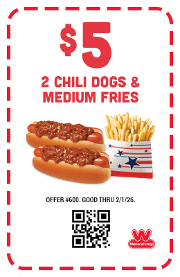$5 - Two Chili Dogs & Medium Fries Coupon