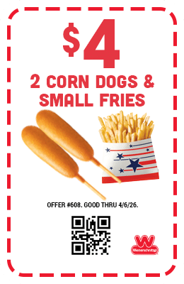 $4 Two Corn Dogs & Small Fries Coupon.