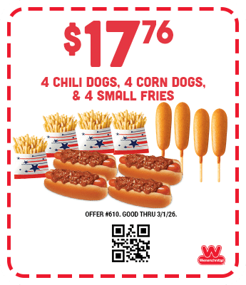 $17.76 - Four Chili Dogs, Four Corn Dogs & Four Small Fries