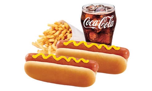 #4 Combo Two Mustard Dogs, small fries & small drink