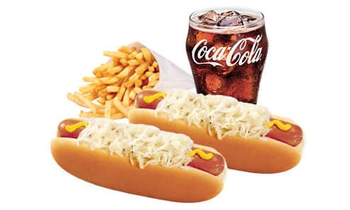 #5 Combo Two Kraut Dogs, small fries & small drink