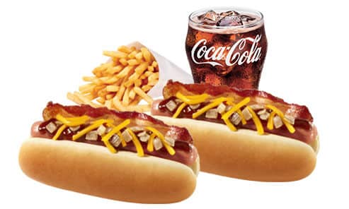 #8 Combo Two BBQ Bacon Dogs, small fries & small drink