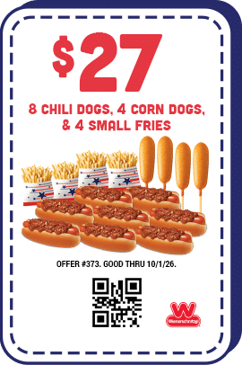 $27 Eight Chili Dogs, Four Corn Dogs & Four Small Fries Coupon