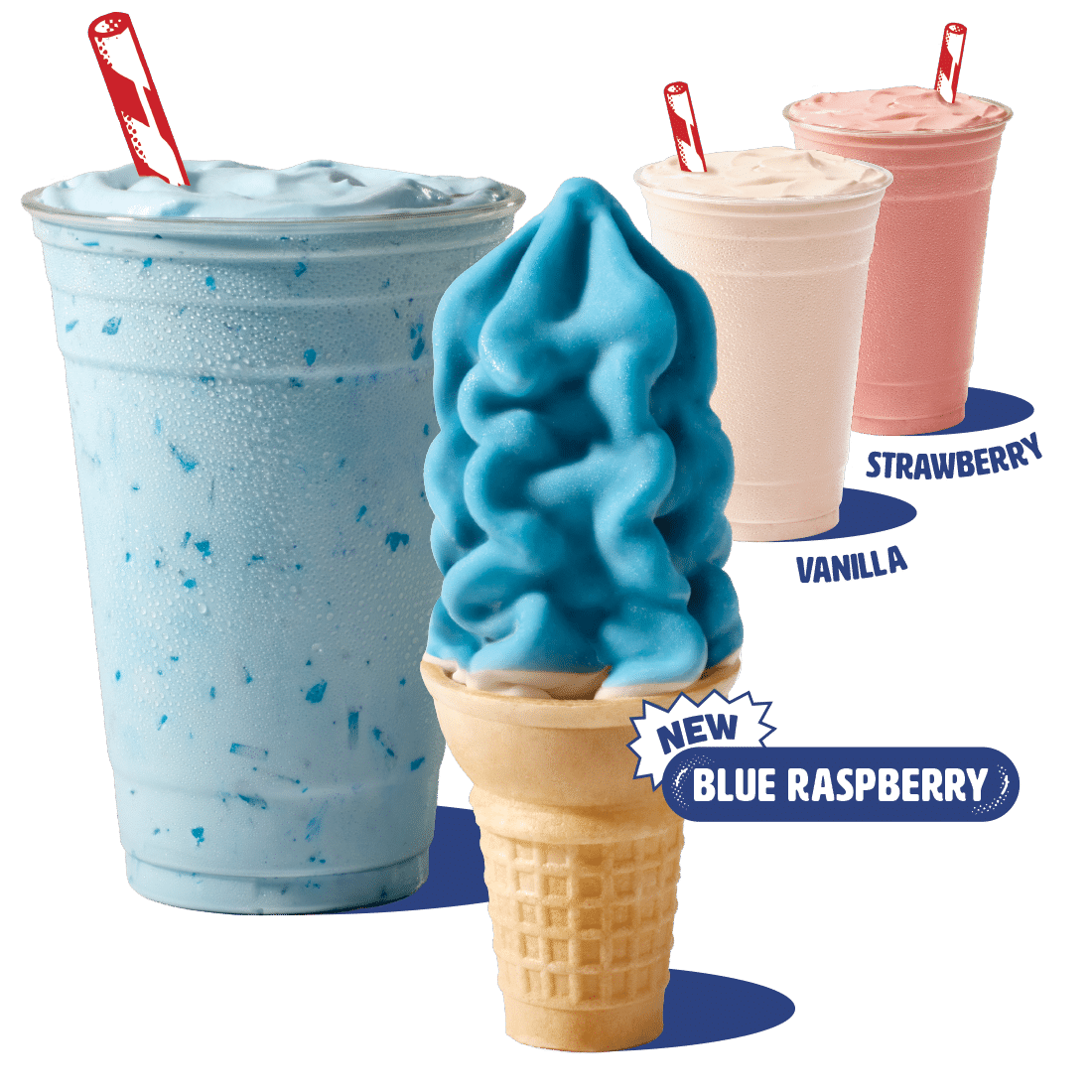 Red, White & Blue Raspberry Shakes & Dipped Cones