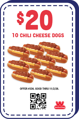 $20 Ten Chili Cheese Dogs Coupon