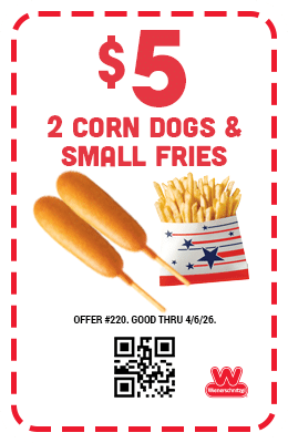 $5 Two Corn Dogs & Small Fries Coupon