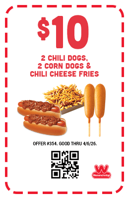 $10 Two Chili Dogs, Two Corn Dogs & Chili Cheese Fries Coupon