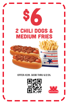 $6 Two Chili Dogs & Medium Fries Coupon
