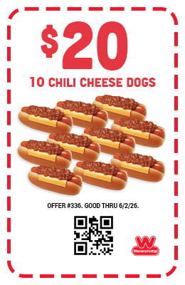 $20 Ten Chili Cheese Dogs Coupon