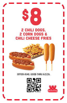 $8 Two Chili Dogs, Two Corn Dogs & Chili Cheese Fries Coupon