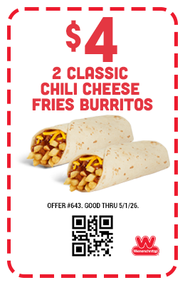 $4 Two Classic Chili Cheese Fries Burritos Coupon