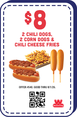 $8 Two Chili Dogs, Two Corn Dogs & Chili Cheese Fries Coupon