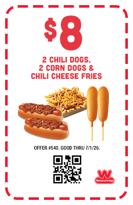 $8 Two Chili Dogs, Two Corn Dogs & Chili Cheese Fries Coupon