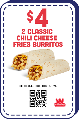 $4 Two Classic Chili Cheese Fries Burrito Coupon