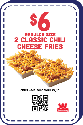 $6 Regular Size Two Classic Chili Cheese Fries Coupon