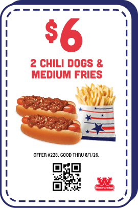$6 Two Chili Dogs & Medium Fries Coupon