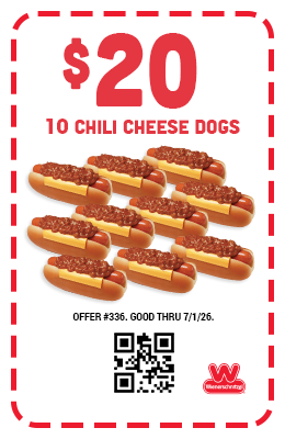 $20 Ten Chili Cheese Dogs Coupon