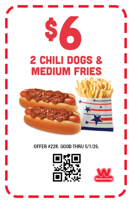 $6 Two Chili Dogs & Medium Fries Coupon