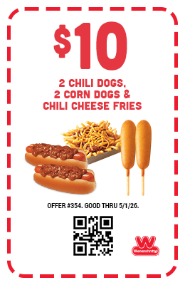 $10 Two Chili Dogs, Two Corn Dogs & Chili Cheese Fries Coupon